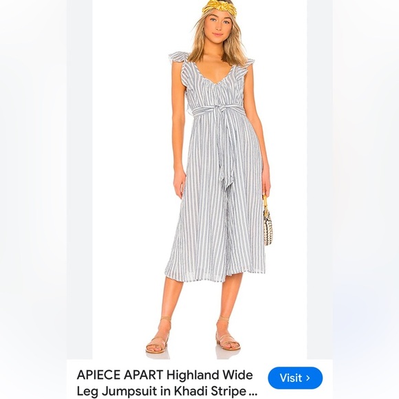 Apiece Apart Highland Jumpsuit Size 6 Women's Casual Striped One Piece - Picture 5 of 11